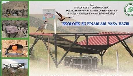 Karaman'da Yaban Hayvanları İçin Su Pınarları Yapıldı